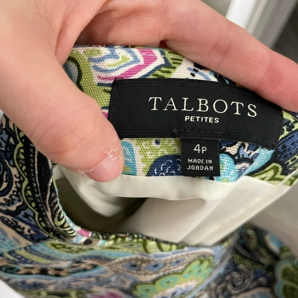 Talbots Green Purple Floral Paisley Skirt 4 Petite